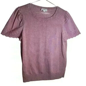 Loft shirt with crochetd sleeves size small 100% cotton